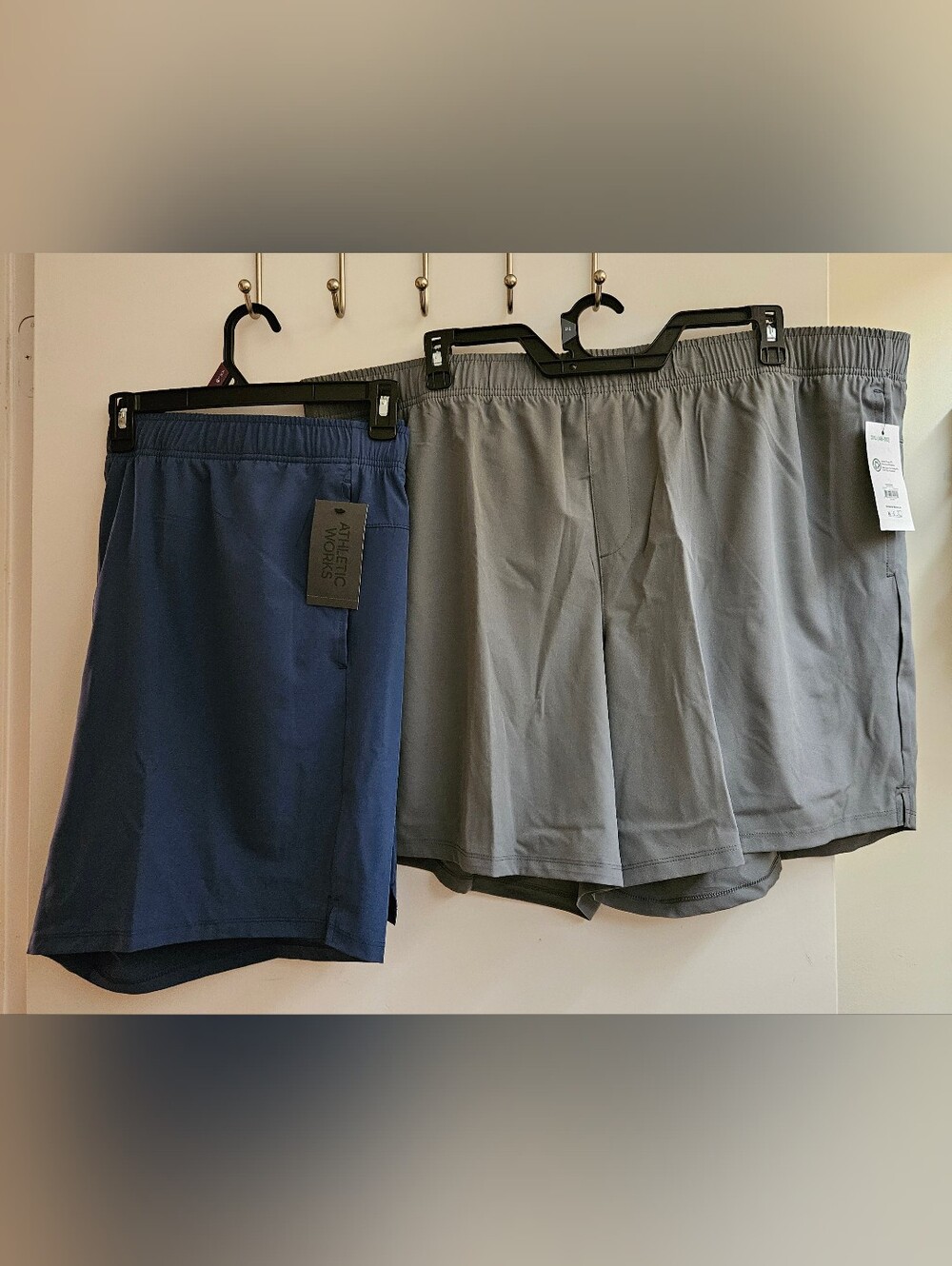 Athletic Works Men's Athletic Shorts Gray 3XL 48-50 Drawstring Pockets, Lot Of 3